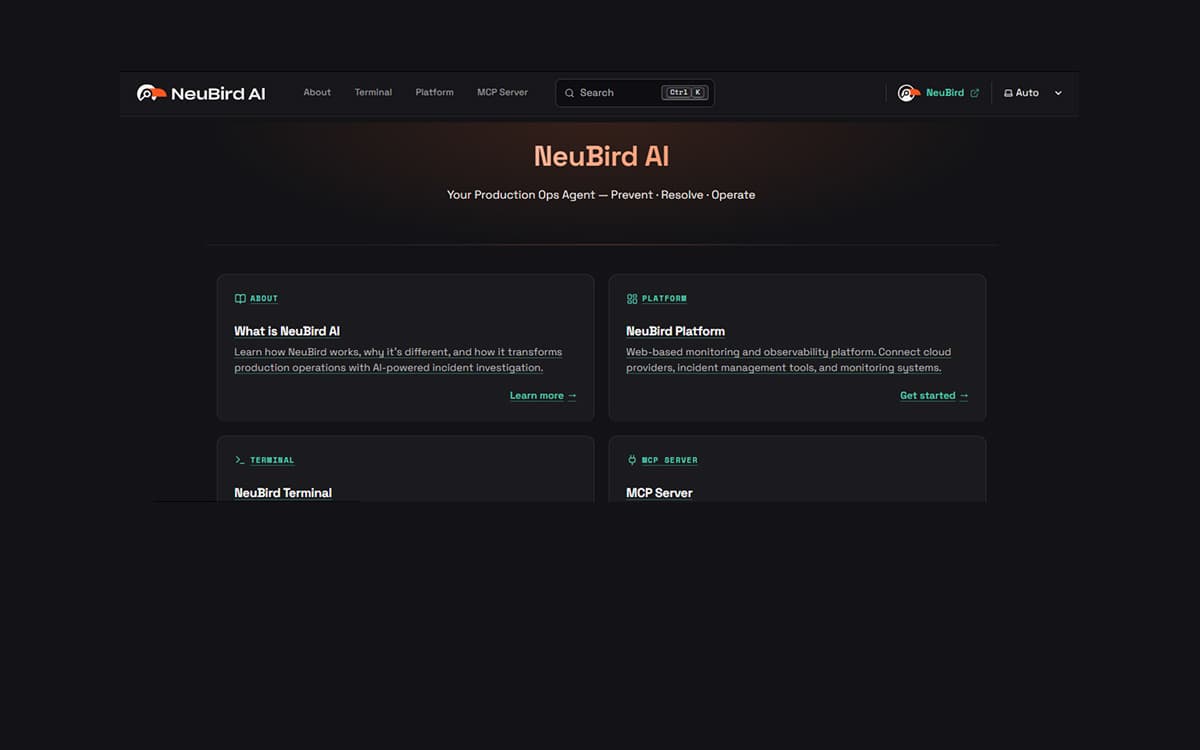 project Neubird AI Documentation with Astro