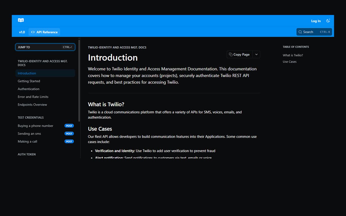 project Twilio Documentation with Readme.io